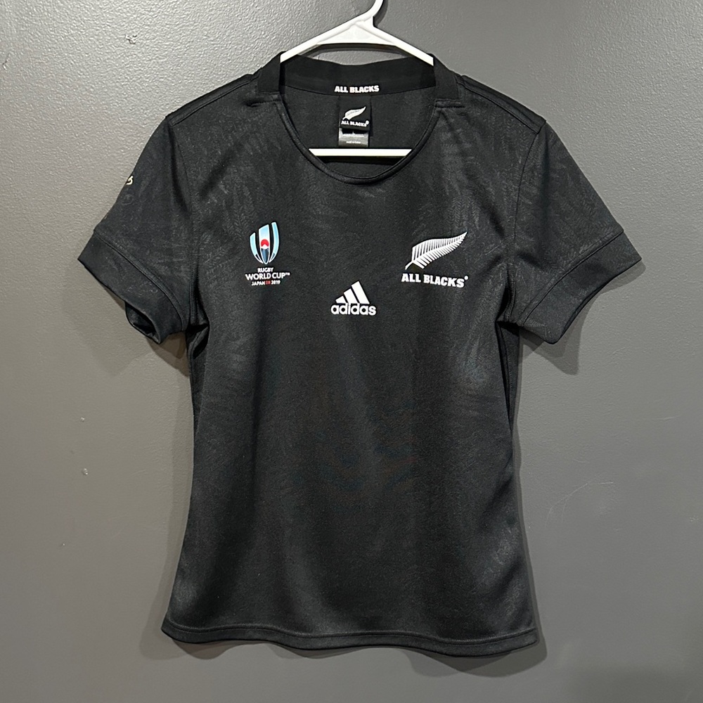 Adidas All Blacks Black Rugby Shirt with Logos